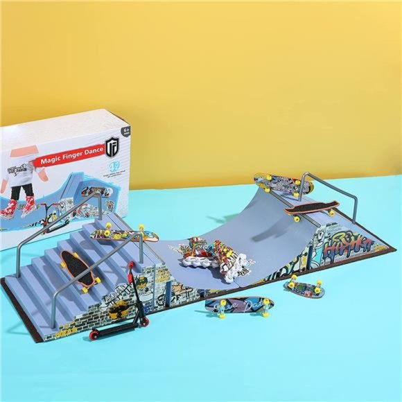 Finger Skateboard Ramp Set, Fingerboard Skate Park Kit with Fingerboard Rai - Picture 1 of 7
